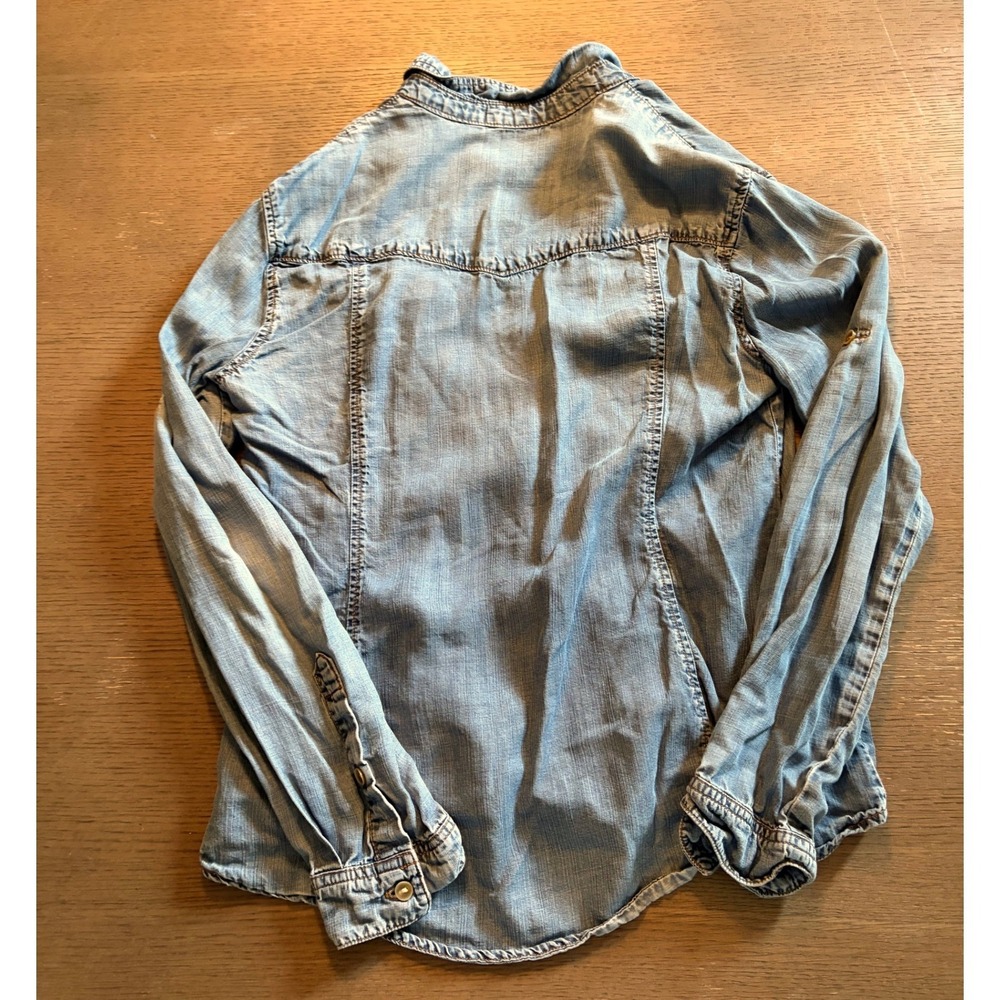 Cloth & Stone Womens Blue Tencel Lyocell Chambray Roll Tab Button Down Shirt M - Picture 7 of 10